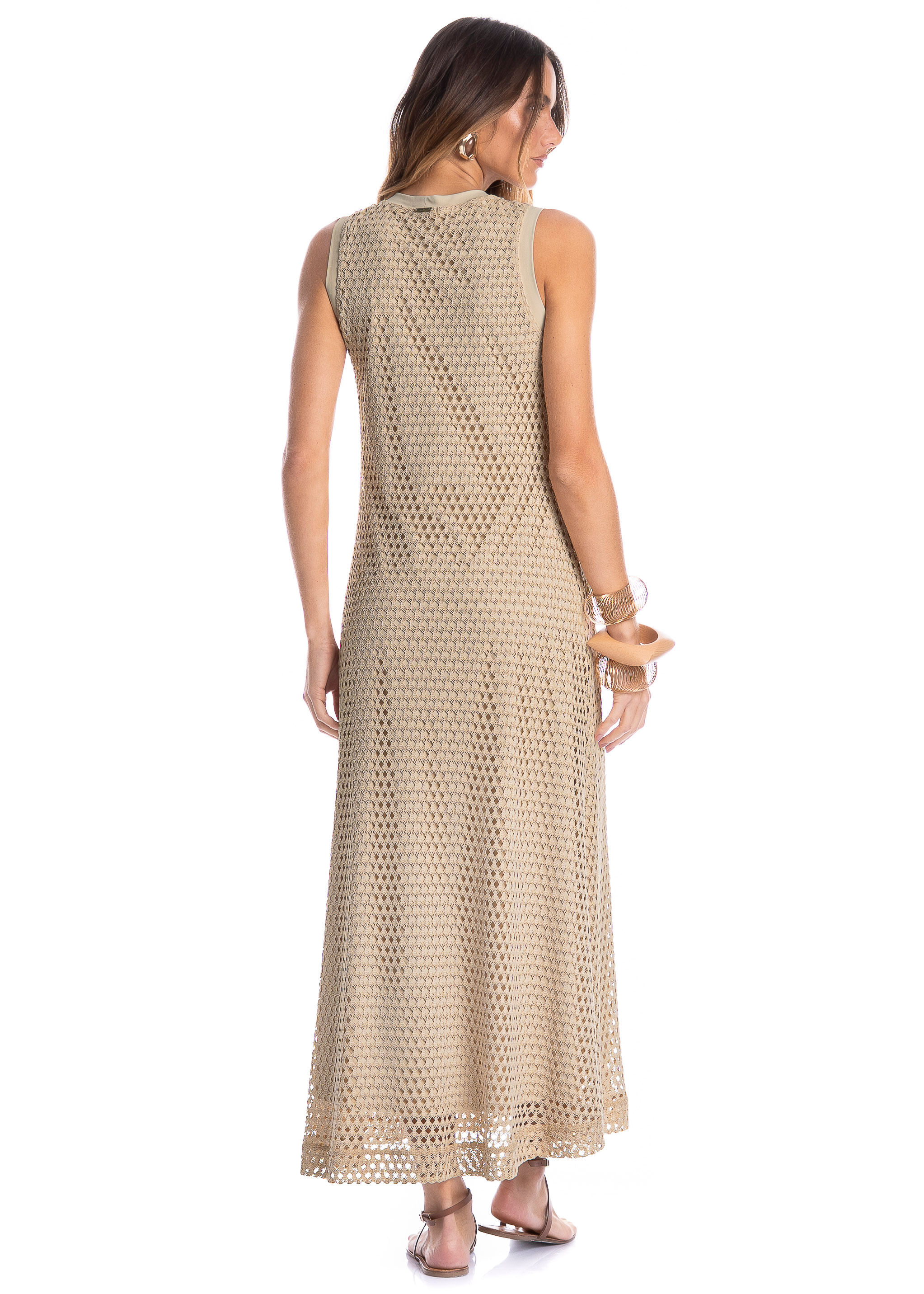 Vestido Feminino Regata Evasê Trama - Imagem 2 - Mobile