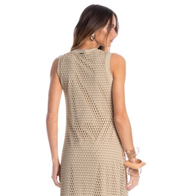 Vestido Feminino Regata Evasê Trama - Imagem 4 - Mobile