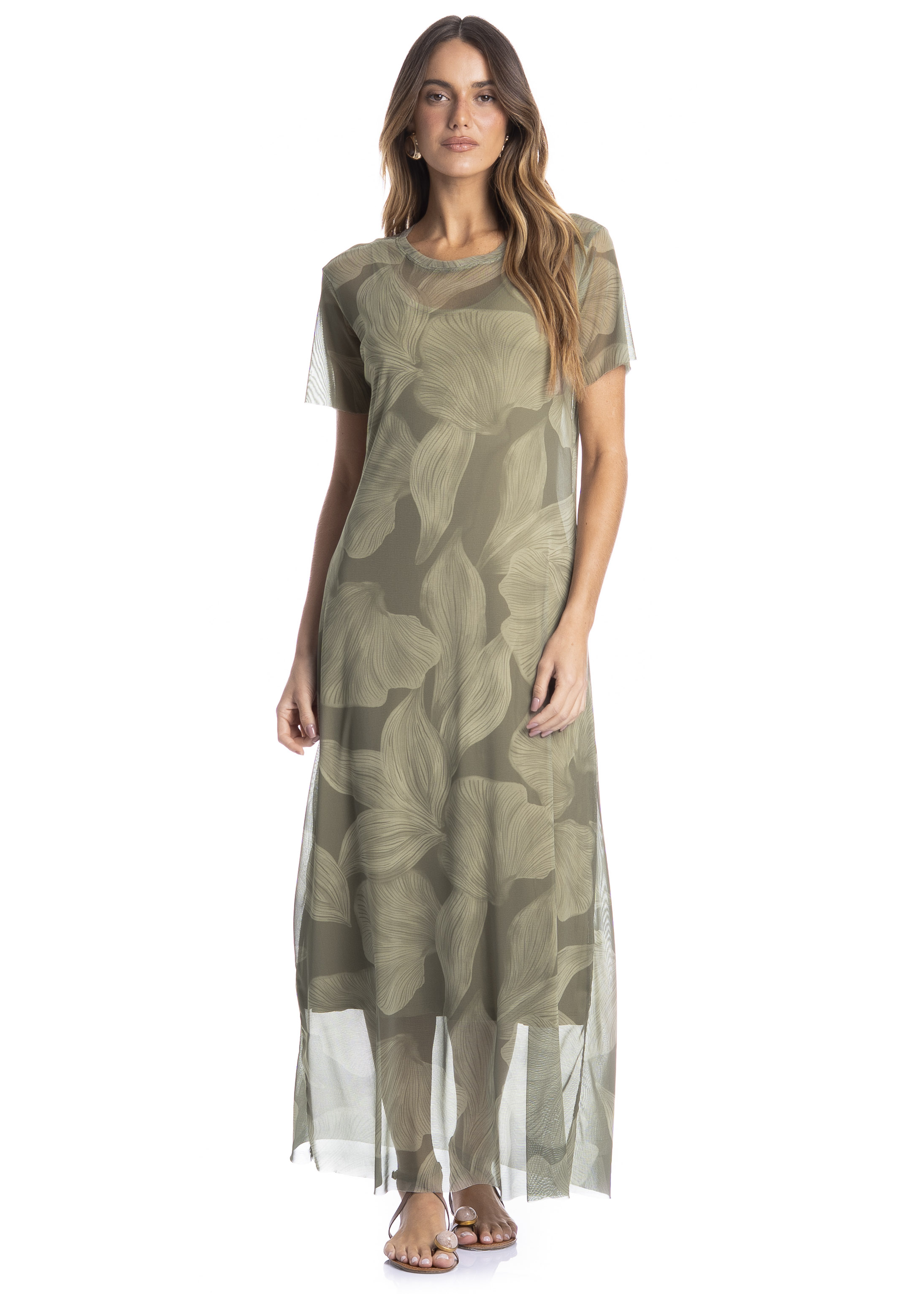 Vestido De Tule Com Manga E Combinete Bruma - Imagem 1