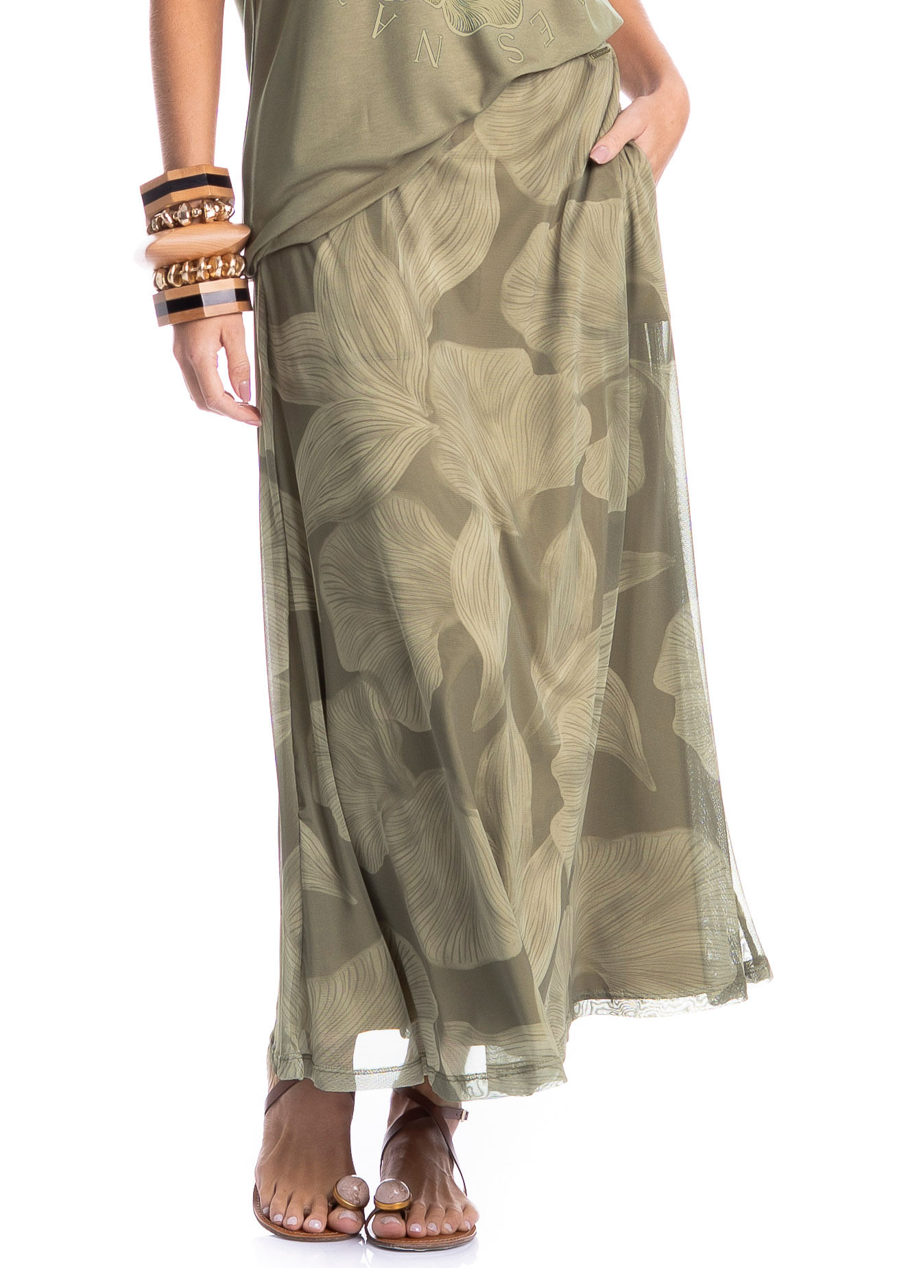 Saia Feminina Em Tule Com Bolso Bruma - Imagem 3 - Mobile