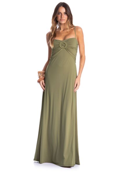 Vestido Feminino Longo Alcinha Orvalho Verde - Imagem 1