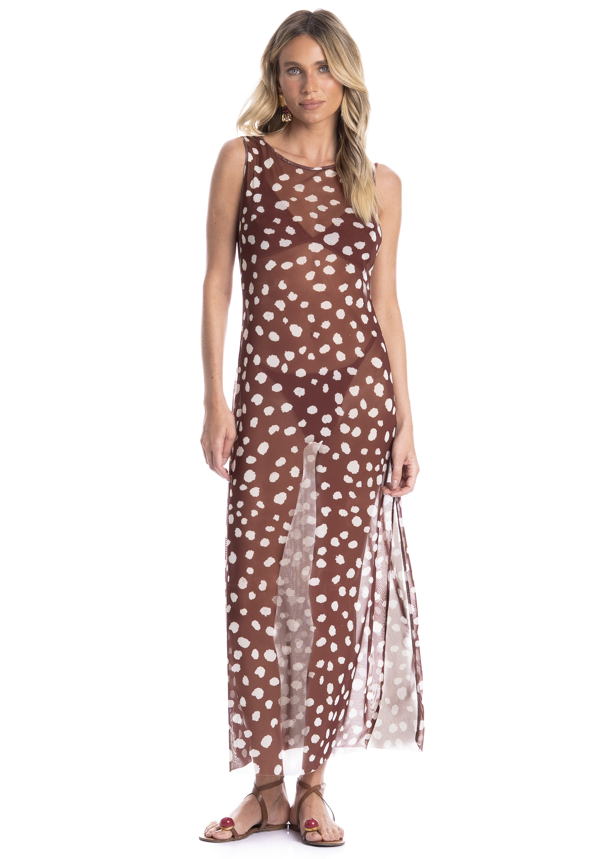 Vestido Regata Em Tule Poá - Imagem 1