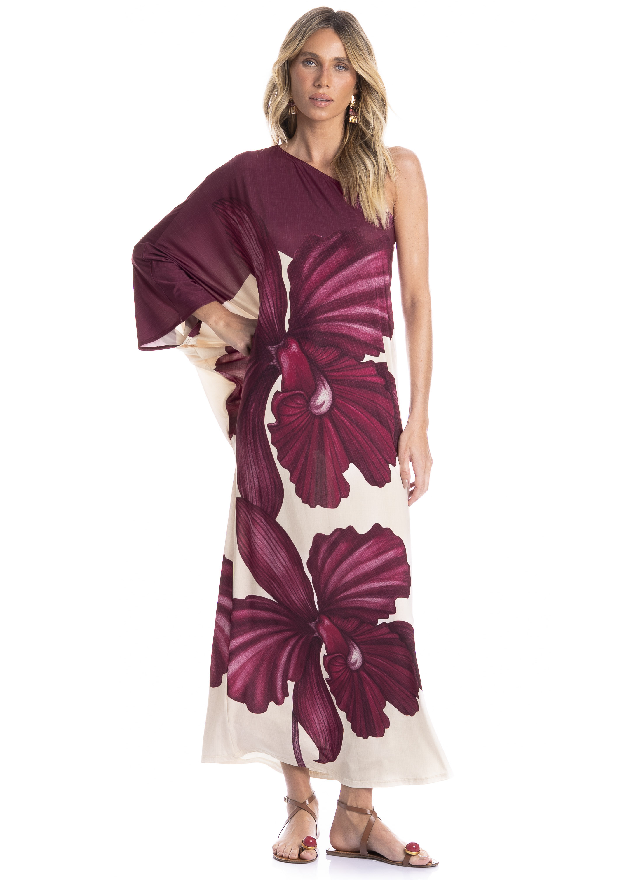 Vestido Feminino Assimétrico Floral - Imagem 1