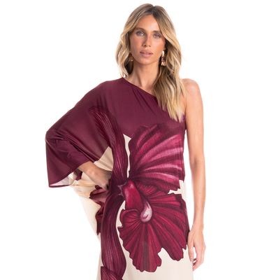 Vestido Feminino Assimétrico Floral - Imagem 3 - Mobile