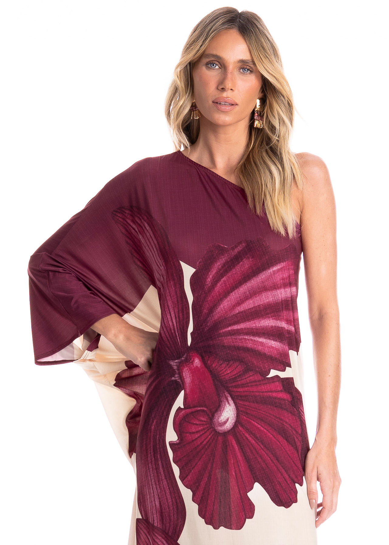 Vestido Feminino Assimétrico Floral - Imagem 3 - Mobile