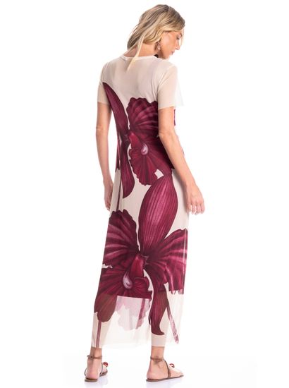 Vestido Em Tule Com Manga E Combinete Floral - Imagem 2 - Desktop