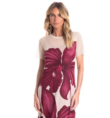 Vestido Em Tule Com Manga E Combinete Floral - Imagem 3 - Mobile