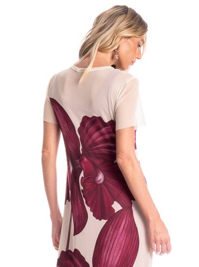 Vestido Em Tule Com Manga E Combinete Floral - Imagem 4 - Desktop