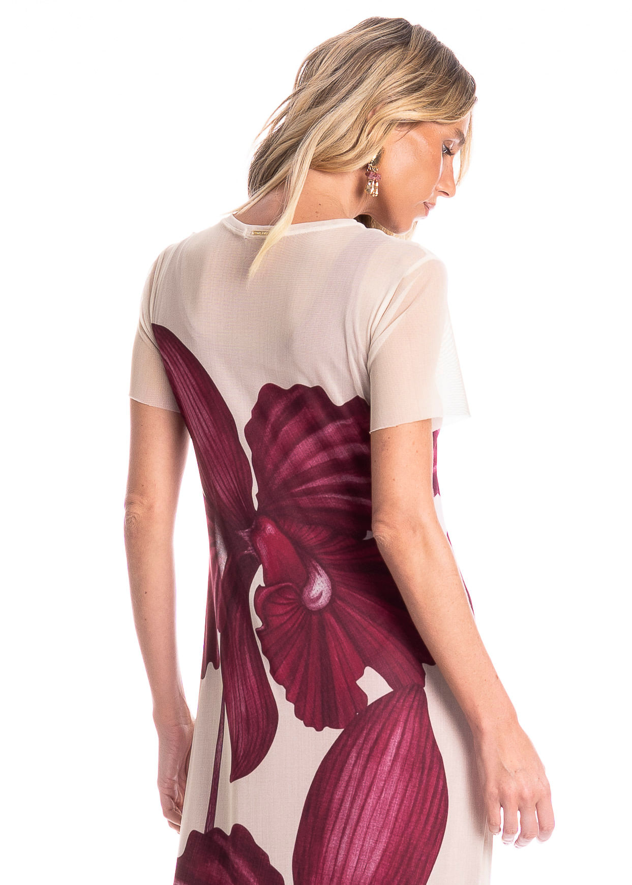 Vestido Em Tule Com Manga E Combinete Floral - Imagem 4 - Mobile
