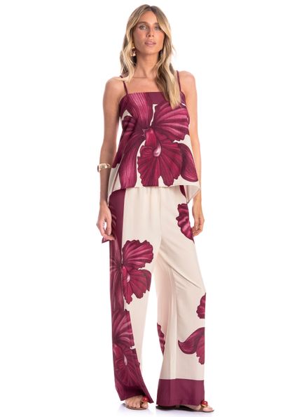 Calça Feminina Floral Rosa - Imagem 1