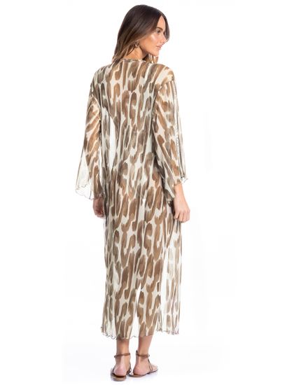 Kaftan De Tule Com Manga Savanna - Imagem 2 - Desktop