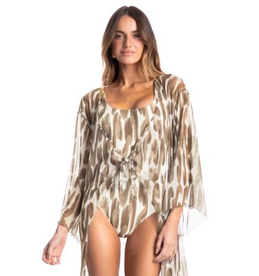Kaftan De Tule Com Manga Savanna - Imagem 3 - Mobile