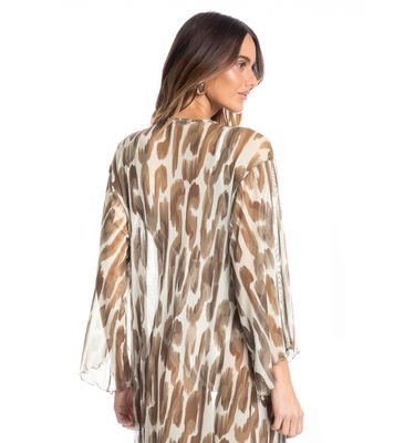 Kaftan De Tule Com Manga Savanna - Imagem 4 - Mobile