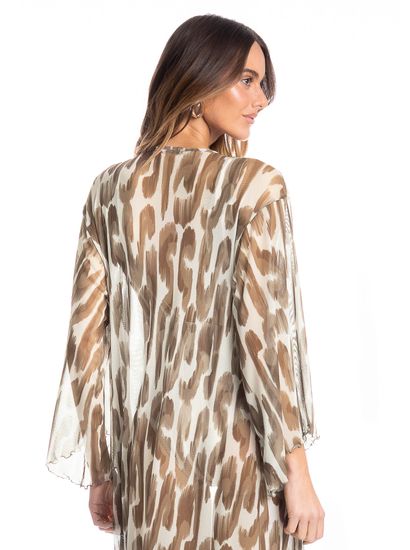Kaftan De Tule Com Manga Savanna - Imagem 4 - Desktop
