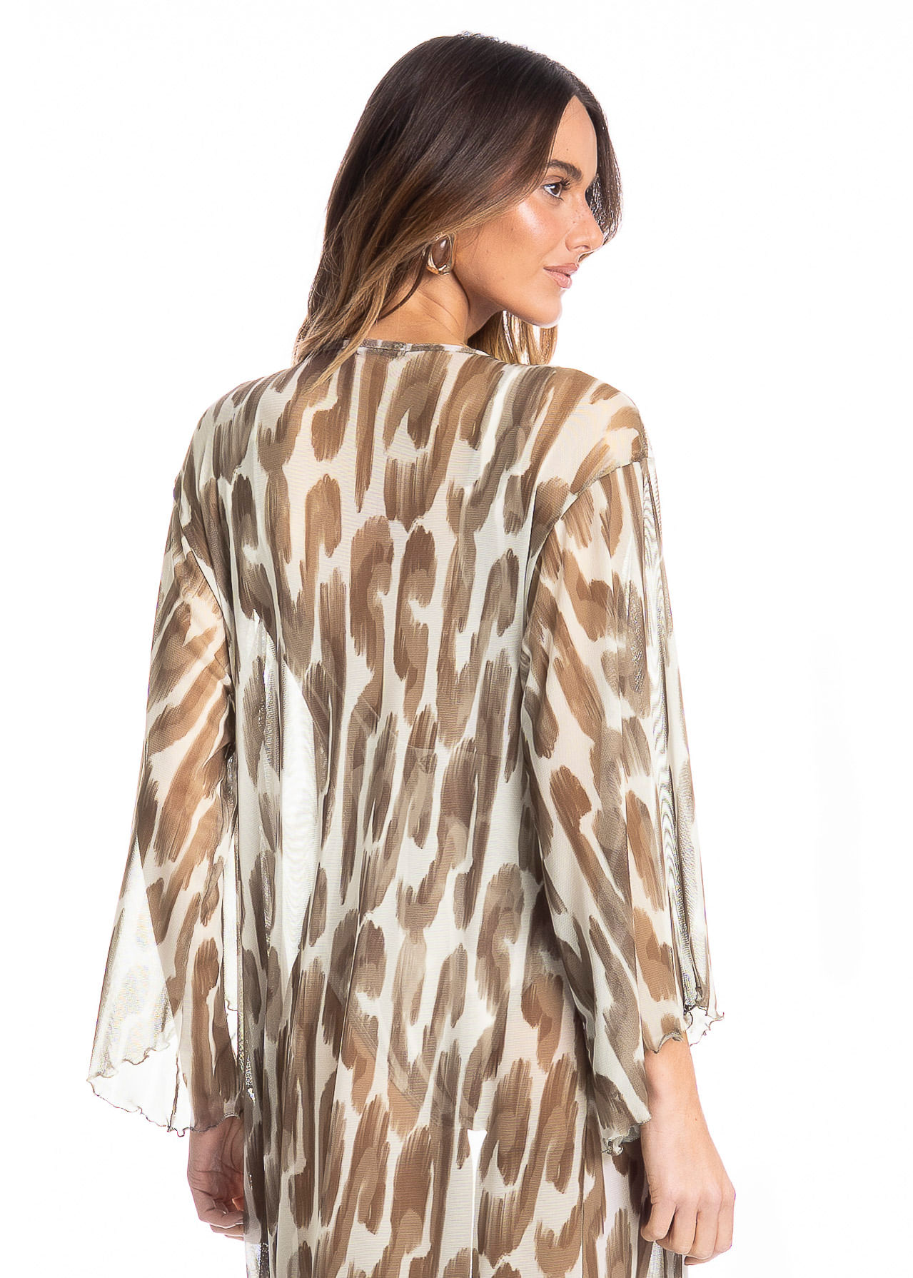 Kaftan De Tule Com Manga Savanna - Imagem 4 - Mobile
