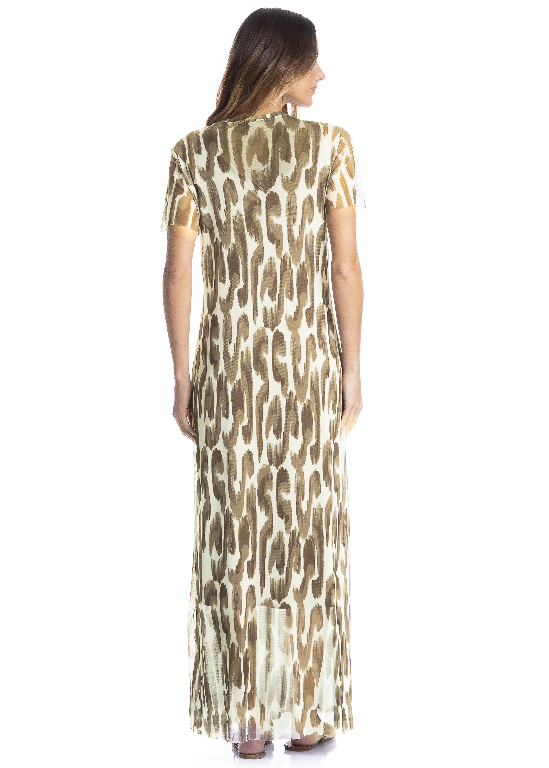 Vestido Em Tule Com Manga E Combinete Savanna Marrom - Imagem 2