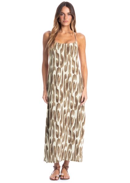 Vestido Feminino Alcinha Costas Cruzadas Savanna Marrom - Imagem 1