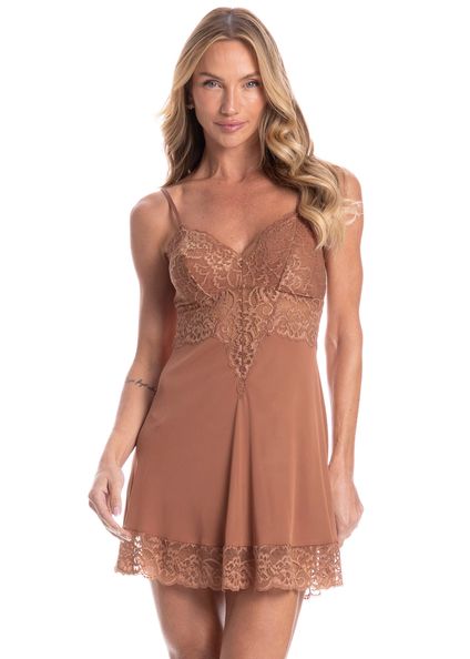 Camisola Feminina Curta Manu Colors Marrom - Imagem 1