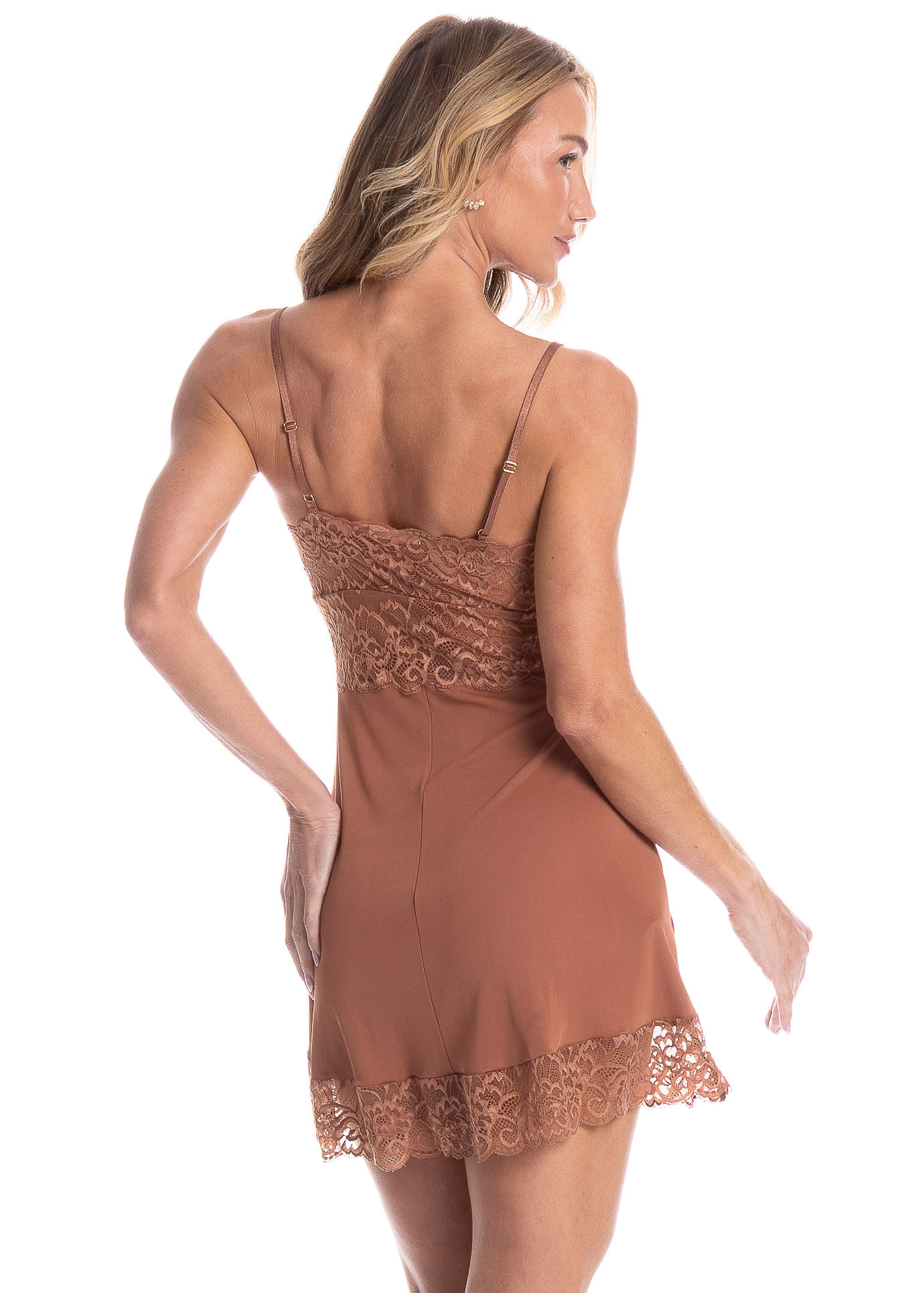 Camisola Feminina Curta Manu Colors Marrom - Imagem 2
