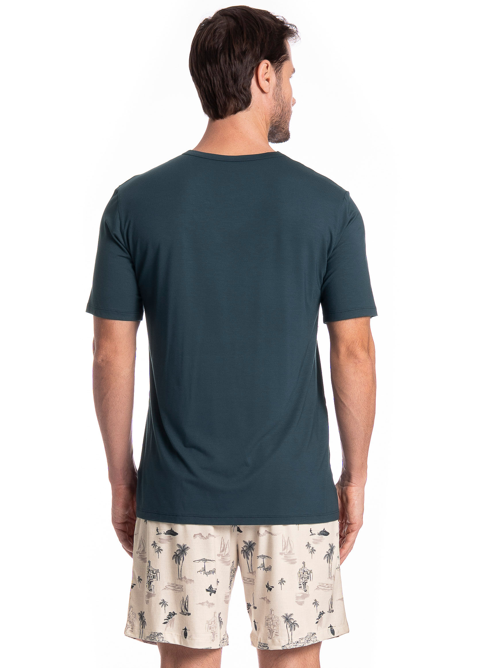 Pijama Masculino Curto Wave Tombini Branco - Imagem 2