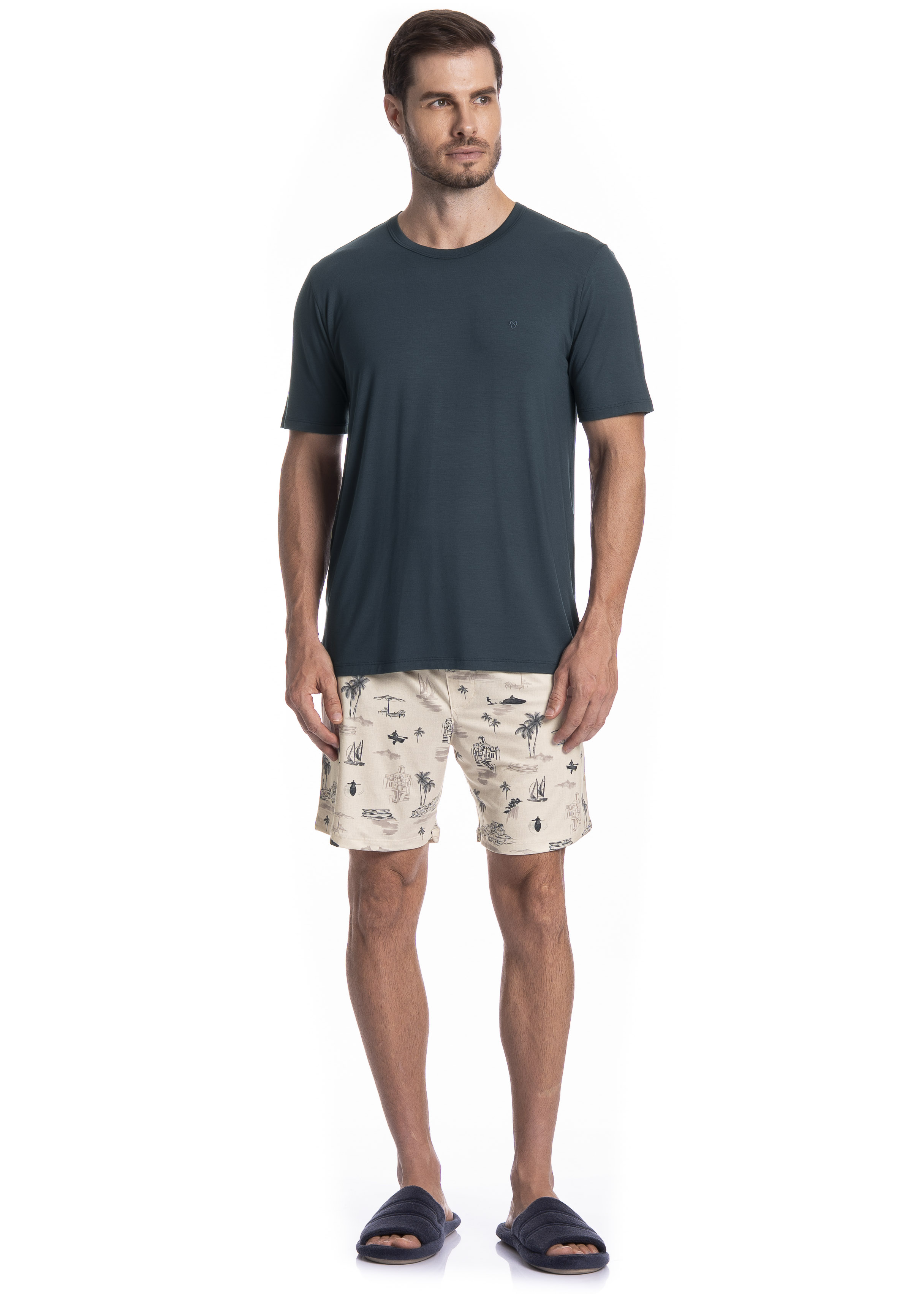 Pijama Masculino Curto Wave Tombini - Imagem 3 - Mobile