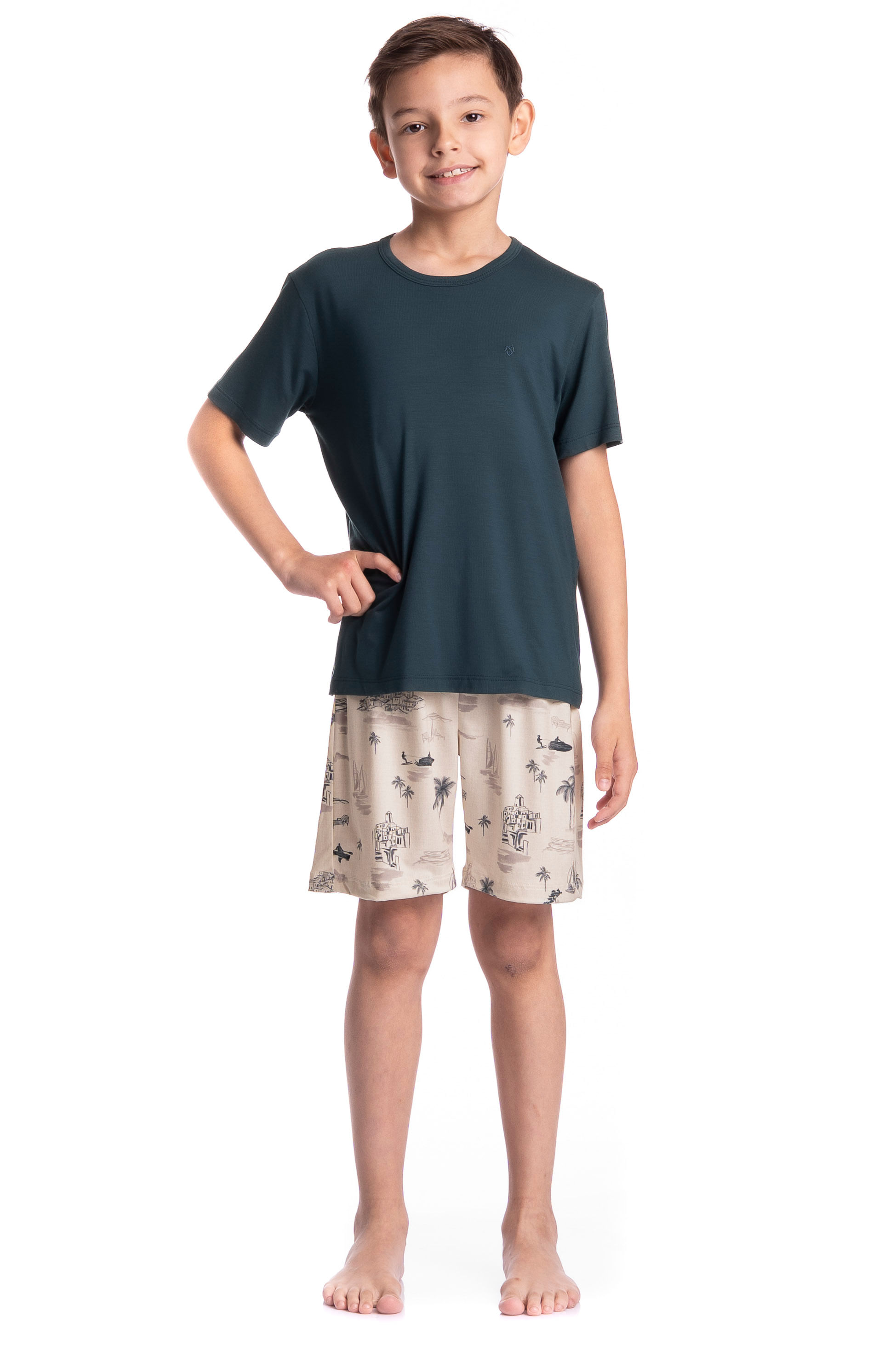 Pijama Infantil Masculino Curto Wave - Imagem 3 - Mobile