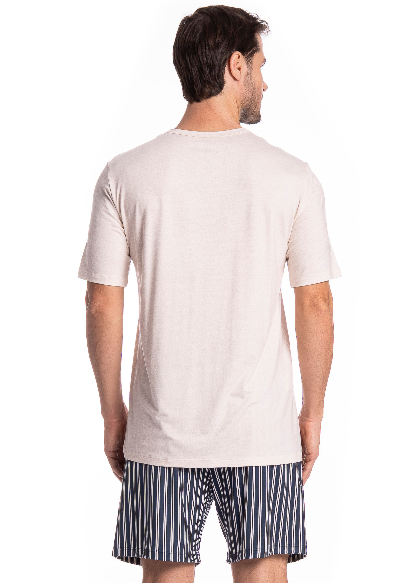 Pijama Masculino Curto Stripes Tombini Branco - Imagem 2