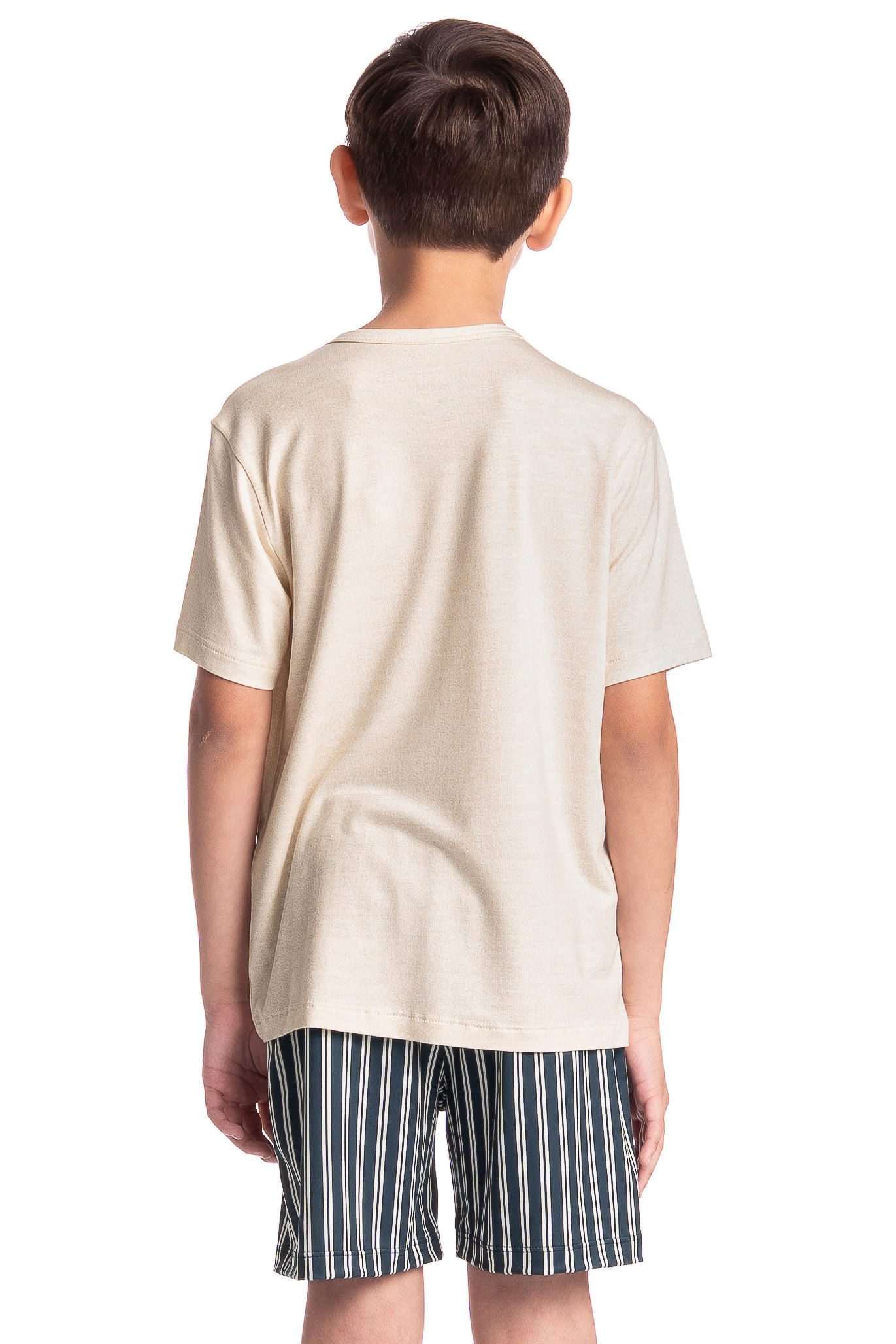 Pijama Infantil Masculino Curto Stripes Branco - Imagem 2