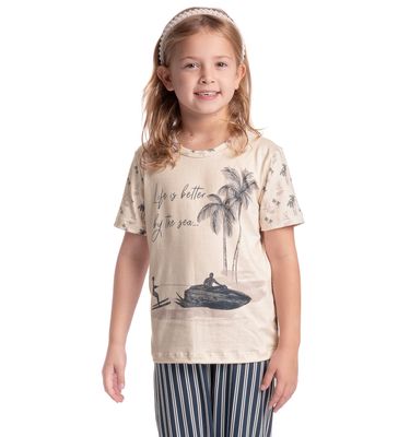 Pijama Infantil Longo Manga Curta Unissex Stripes - Imagem 3 - Mobile