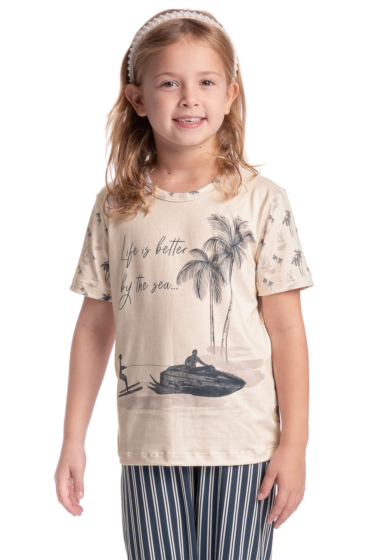 Pijama Infantil Longo Manga Curta Unissex Stripes - Imagem 3 - Mobile