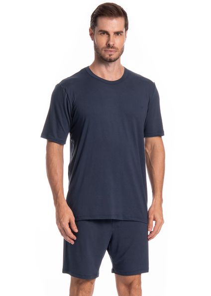 Pijama Masculino Curto Thomas Tombini Azul-marinho - Imagem 1