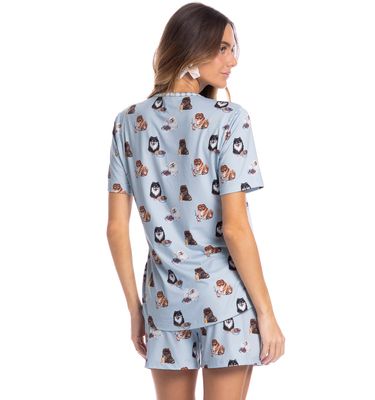 Pijama Feminino Curto Fresh Moka - Imagem 2 - Mobile