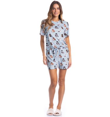Pijama Feminino Curto Fresh Moka - Imagem 3 - Mobile