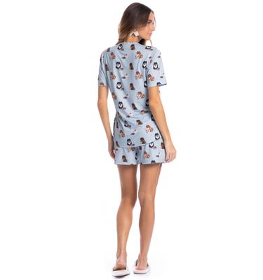 Pijama Feminino Curto Fresh Moka - Imagem 4 - Mobile