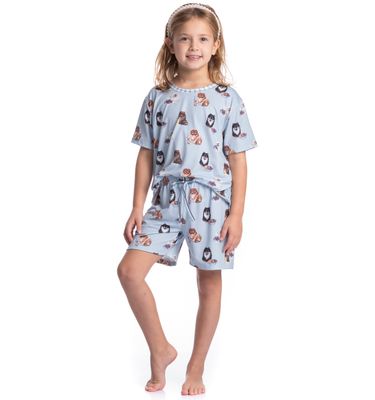 Pijama Infantil Feminino Curto Fresh Moka - Imagem 3 - Mobile