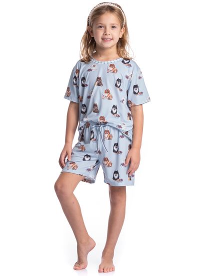 Pijama Infantil Feminino Curto Fresh Moka - Imagem 3 - Desktop