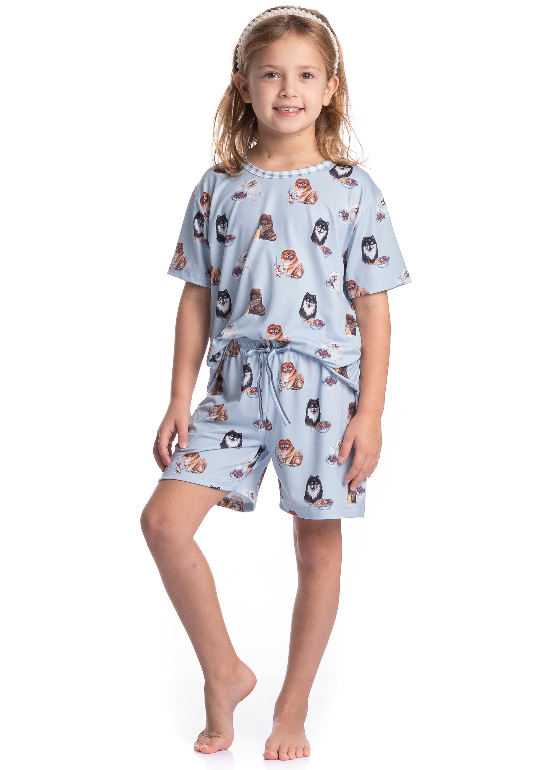 Pijama Infantil Feminino Curto Fresh Moka - Imagem 3 - Mobile