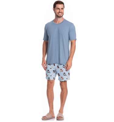 Pijama Masculino Curto Fresh Moka Tombini - Imagem 3 - Mobile