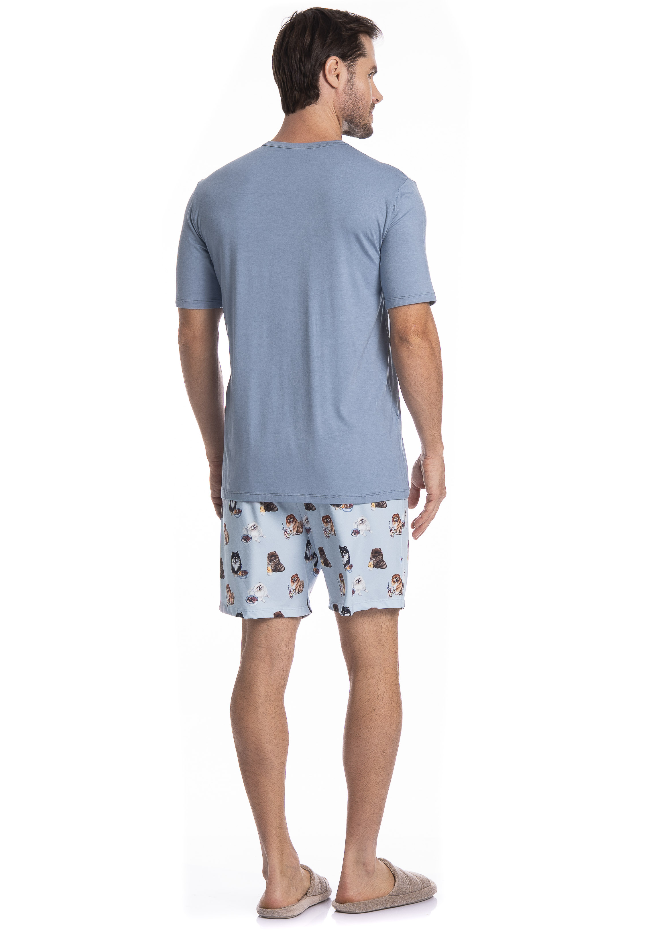 Pijama Masculino Curto Fresh Moka Tombini - Imagem 4 - Mobile