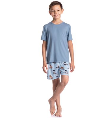 Pijama Infantil Masculino Curto Fresh Moka - Imagem 3 - Mobile