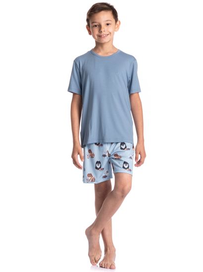 Pijama Infantil Masculino Curto Fresh Moka - Imagem 3 - Desktop
