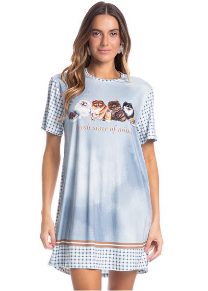 Camisão Feminino Curto Fresh Moka Azul-2 - Imagem 1