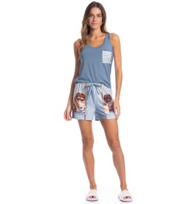 Pijama Feminino Curto Regata Fresh Moka - Imagem 3 - Mobile