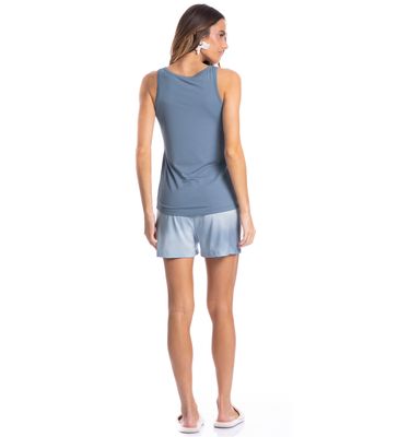 Pijama Feminino Curto Regata Fresh Moka - Imagem 4 - Mobile