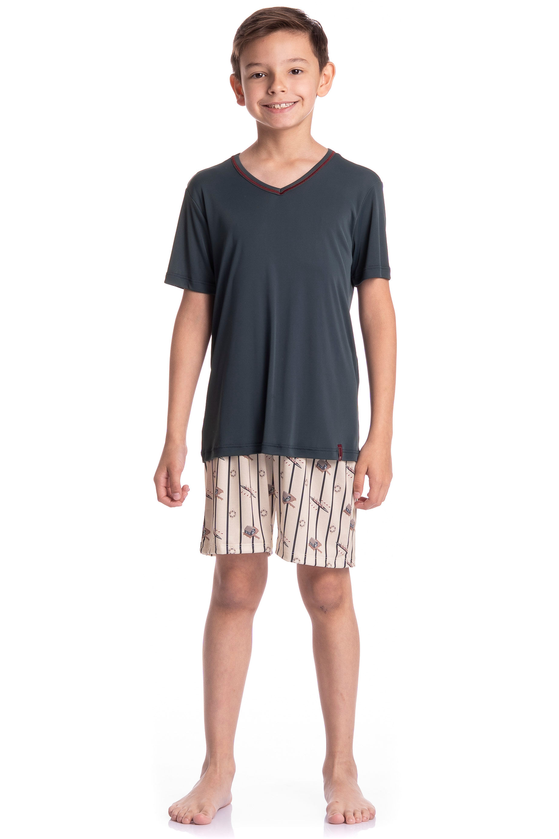 Pijama Infantil Masculino Curto Clóvis - Imagem 3 - Mobile