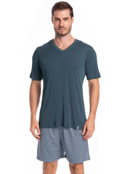 Pijama Masculino Curto Clóvis Tombini Azul marinho-3 - Imagem 1