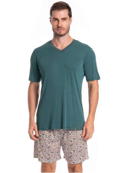 Pijama Masculino Curto Clóvis Tombini Verde-2 - Imagem 1