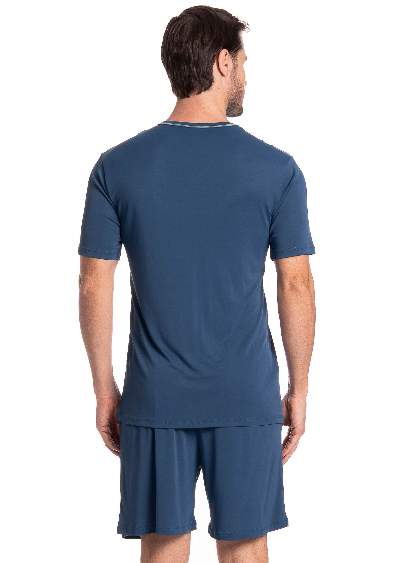 Pijama Masculino Curto Rafael Tombini Azul-marinho - Imagem 2