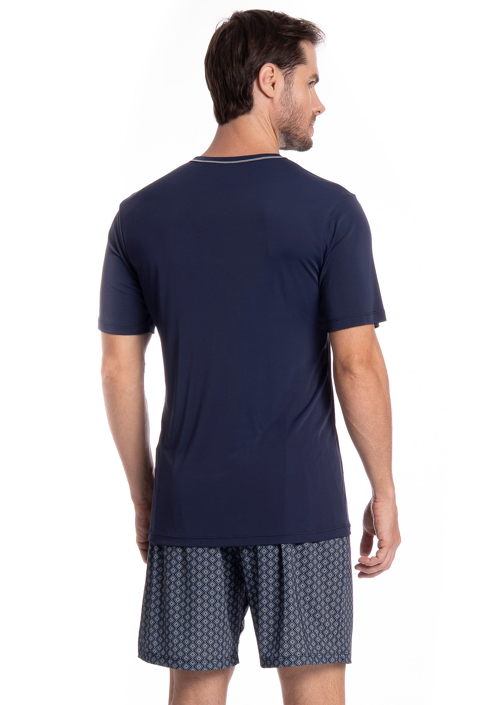 Pijama Masculino Curto Clóvis Tombini Azul-marinho - Imagem 2