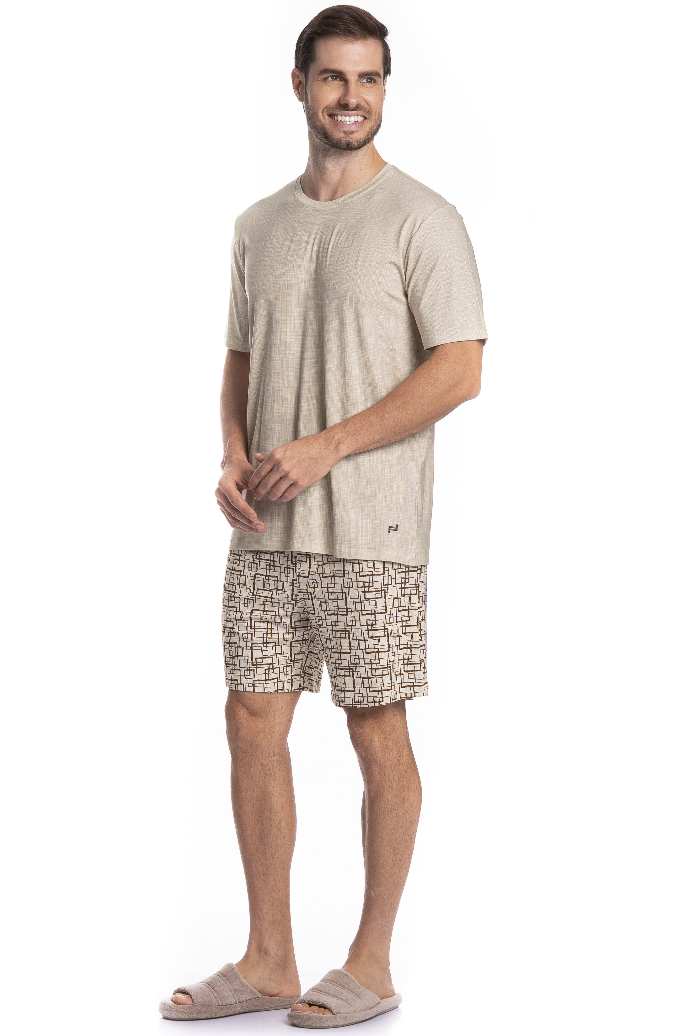 Pijama Masculino Curto Grid Tombini - Imagem 3 - Mobile